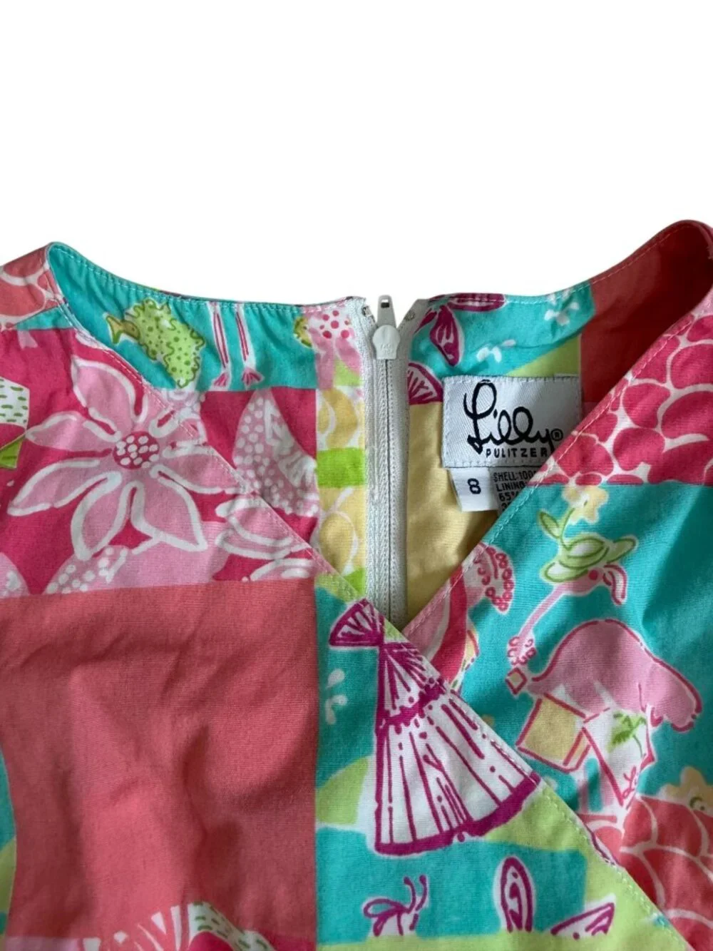 LILLY PULITZER Girls Vintage Multi Crazy Quilt Dress Size 8